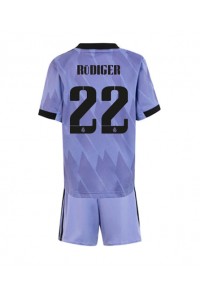 Real Madrid Antonio Rudiger #22 Babyklær Borte Fotballdrakt til barn 2022-23 Korte ermer (+ Korte bukser)